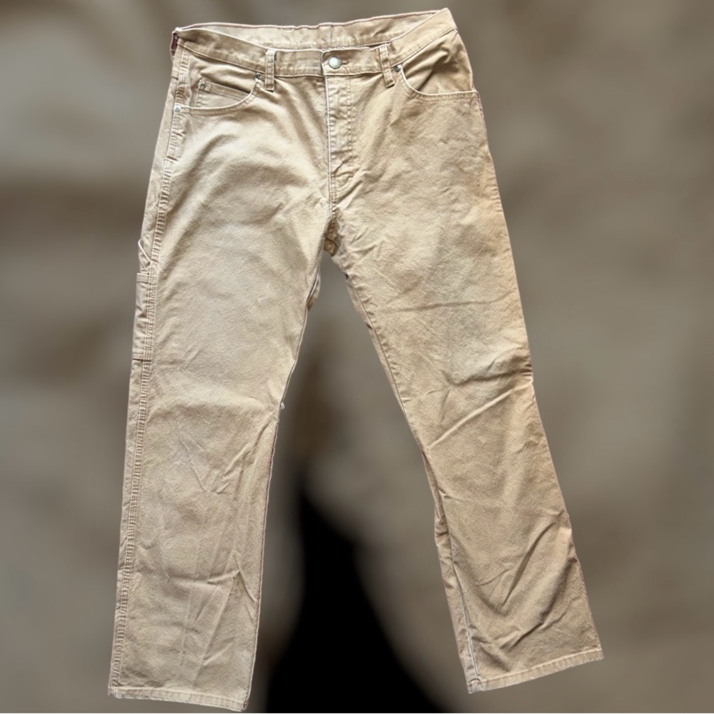 Dickies Carpenter Pants Mens 33x32 Khaki Tan Canvas Utility Work Wear Relaxed